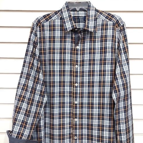 Pre-dyed Squares Long Sleeve Casual Shirt